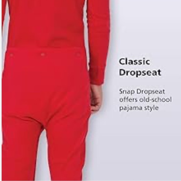 PajamaGram Footie Pajama Women Small Red Cotton Drop Seat One Piece Onesie - Picture 9 of 10